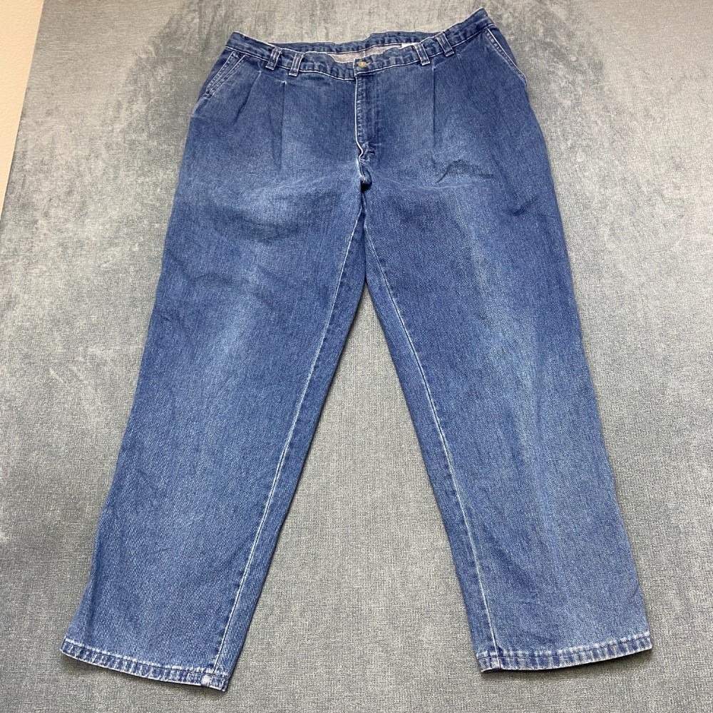 Dockers Trapped Jeans Men 40x30 Blue Denim Cotton Mid Rise Front Pleated Classic